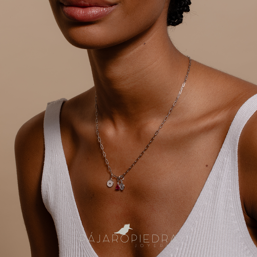 Collar Charms Plateado- Cadena Clip ¡Personalízalo!