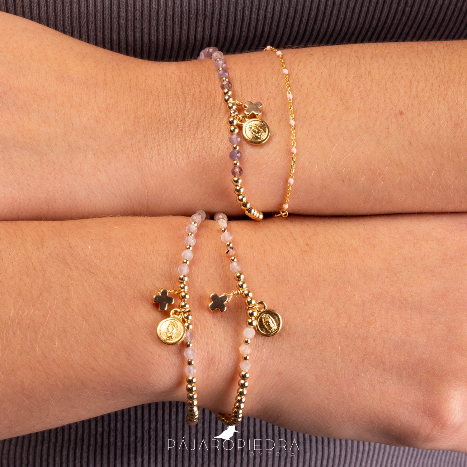 Pulsera Virgen y Cruz