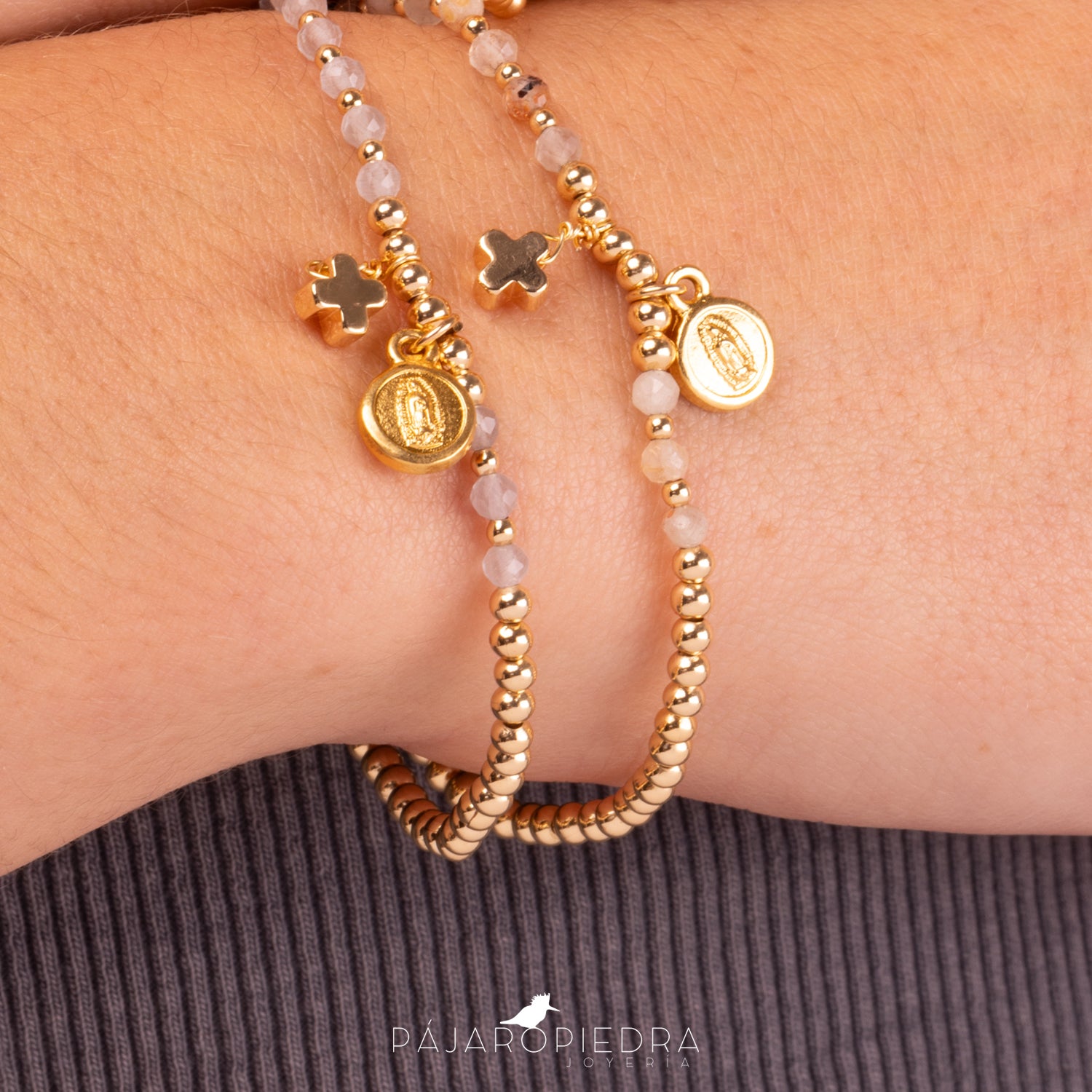Pulsera Virgen y Cruz