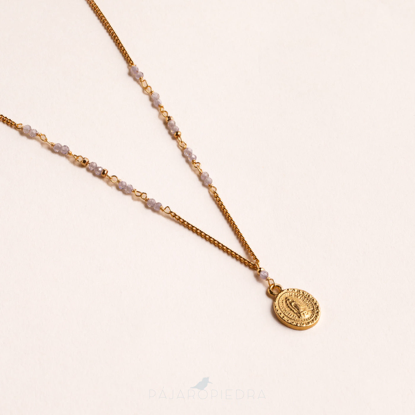Collar Virgen luz línea piedras