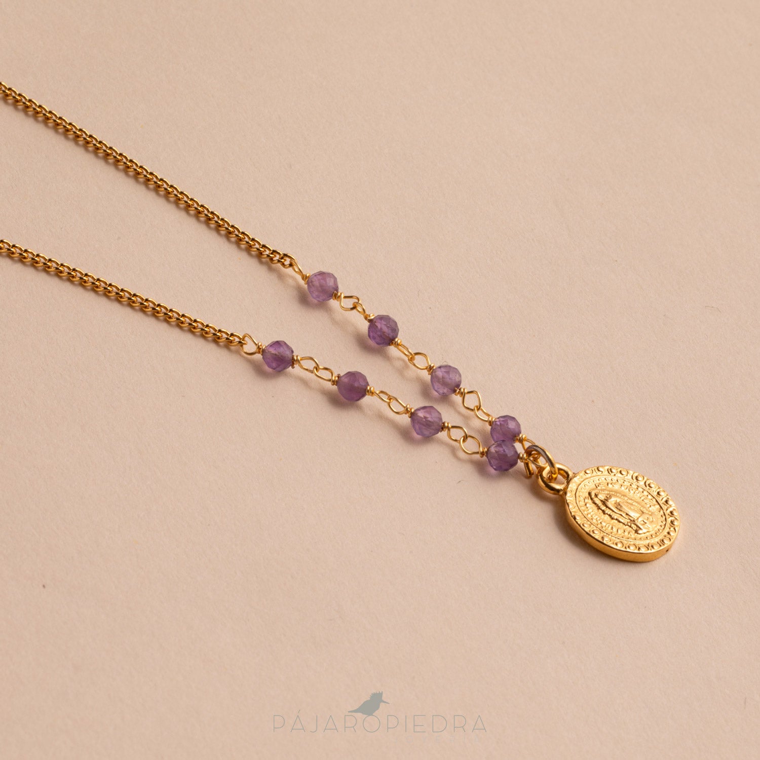 Collar Virgen luz piedra