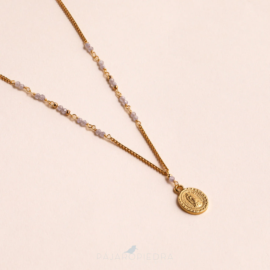 Collar Virgen luz línea piedras