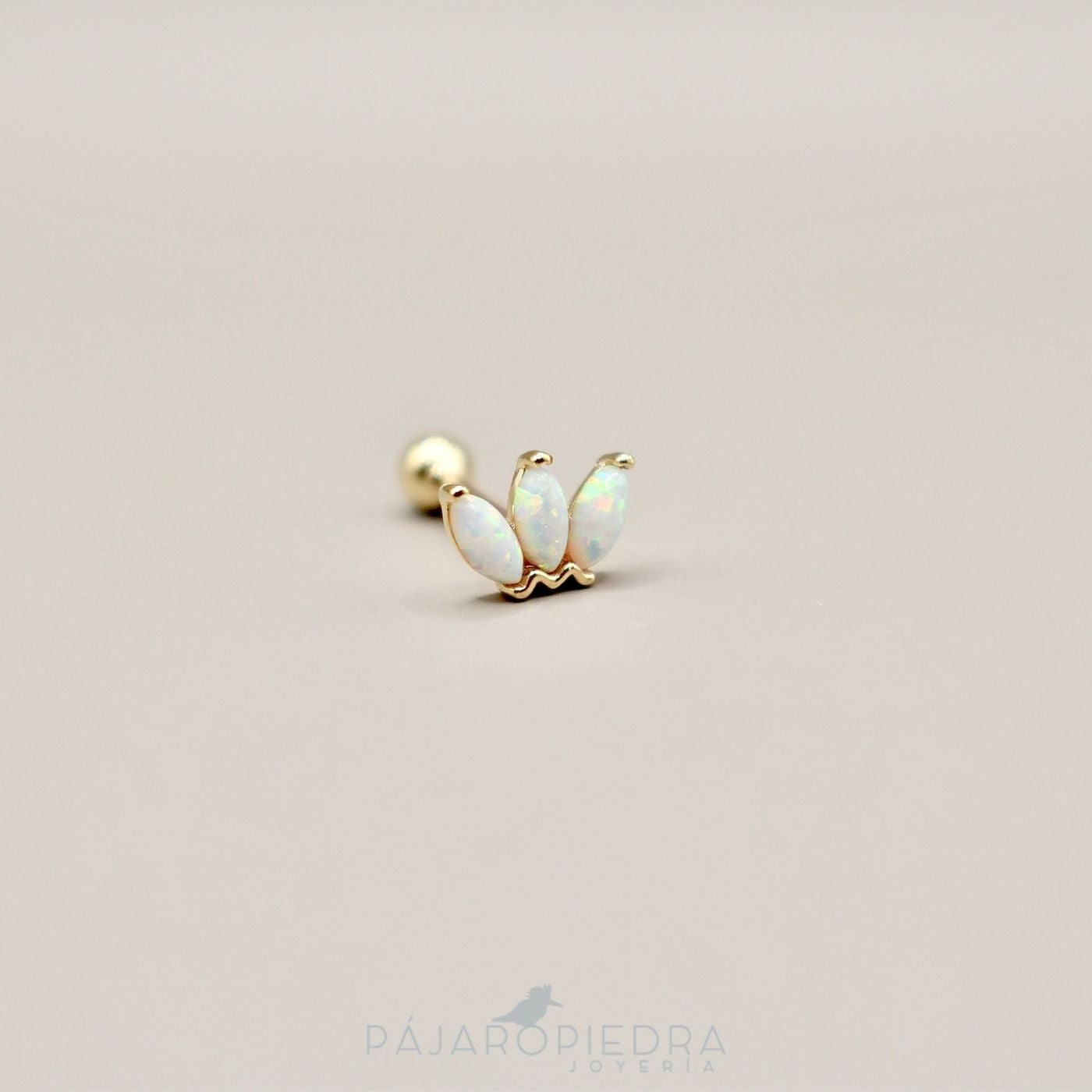 Piercing 14K 3 Hojas Ópalo (Fine Jewelry)