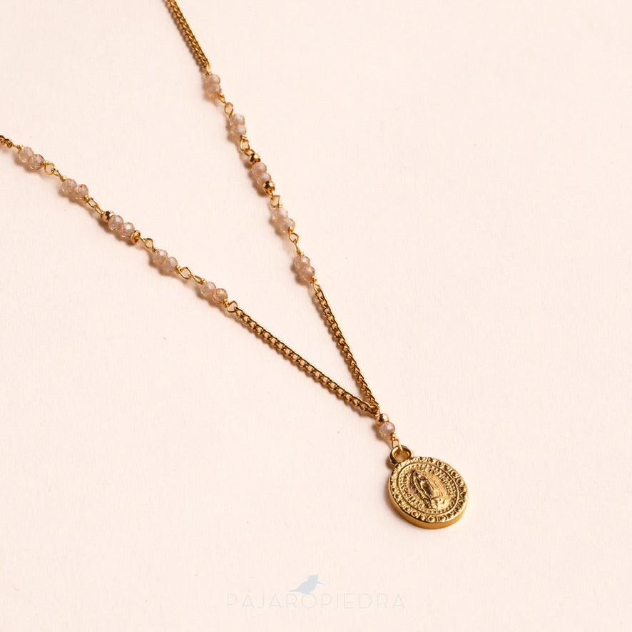 Collar Virgen luz línea piedras