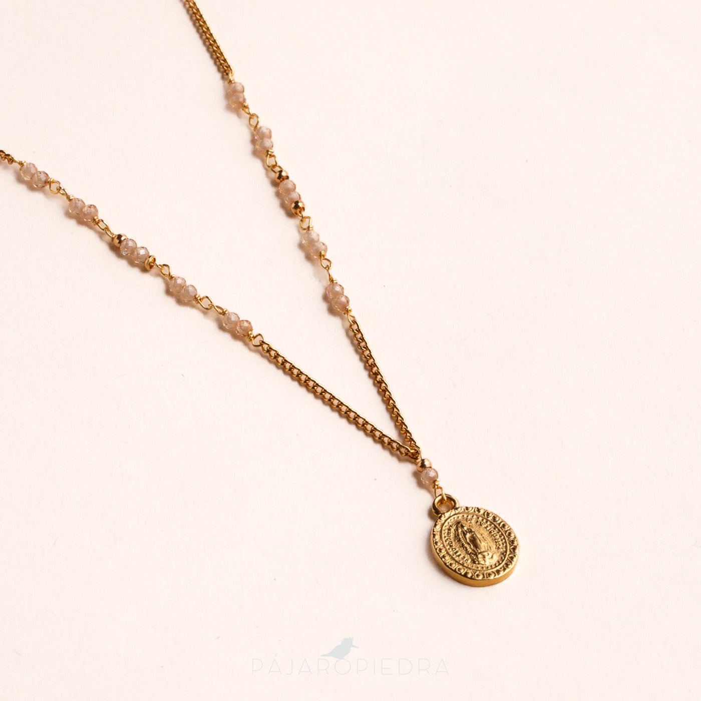 Collar Virgen luz línea piedras
